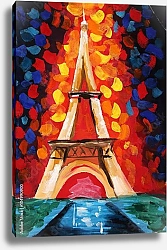 Постер Эйфелева башня в золотых огнях на ночном небе