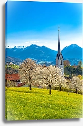 Постер Церковь на фоне гор, Фраксерн, Австрия