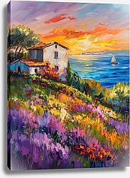 Постер Golden rays and violet blooms