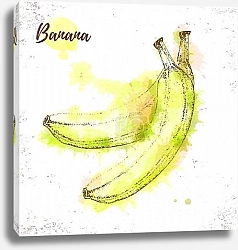 Постер Акварельный банановый эскиз