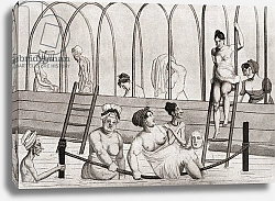 Постер A public bath in France in the 19th century, published 1909.