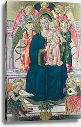Постер Неизвестен Дева Мария и ребенок, окруженные ангелами