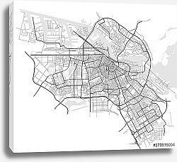 Постер План города Амстердам, Нидерланды, в белом цвете