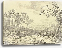 Постер Хейсум Ян Пейзаж с руинами, впереди пастух с овцами