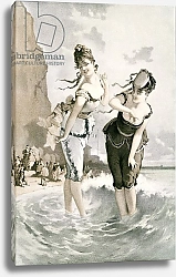 Постер Two young ladies sea bathing in the 19th century by Eduard Fuchs, published 1909.