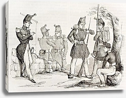 Постер French army infantry uniforms and equipment. Created by Duvone, published on Magasin Pittoresque, Pa