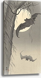 Постер Косон Охара Two bats at full moon