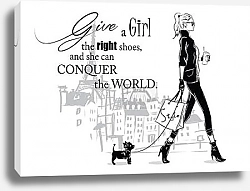 Эскиз модной девушки с собачкой