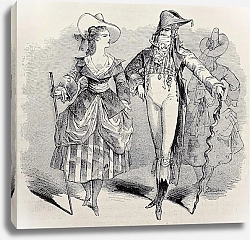 Постер Masquerade couple costumes for Grand Masquerade Ball of 1868 season. Original, created by Bertall, p