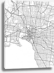 Постер Melbourne City Map. Minimalist black and white line art poster for printing, wallpaper, wall art for home and office decor
