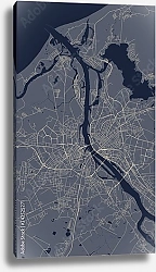 Постер План города Рига, Латвия, в синем цвете
