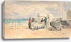 Постер Буден Эжен (Eugene Boudin) Каноэ на пляже в Трувиле
