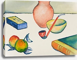 Постер Маке Август Stilleben mit Pfeife und Äpfeln