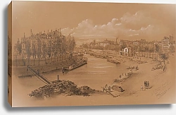 Постер Щове Жюль-Адольф Le port Saint-Paul, le Pont-Marie, le quai des Célestins à droite et le quai