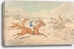 Постер Олкен Генри (охота) Steeplechasing; Four Riders Taking a Ditch and an Oxer