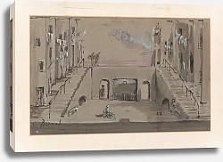 Постер Берар Кристиан Les fourberies de Scapin – maquette de décor – rue avec venelles en escalier à droite et à gauche