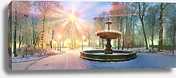 Постер Украина, Киев. Замерзший фонтан в парке