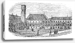 Постер University of Coimbra, in Coimbra, Portugal, vintage engraving