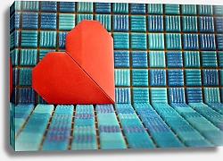 Постер Валентинка на голубой мозаике