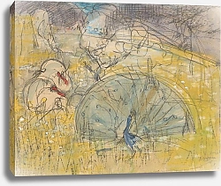 Постер Хойтема Тео Демонстрируя павлина и двух индеек