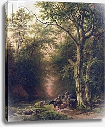 Постер Коеккок Баррен Wooded Landscape with peasants