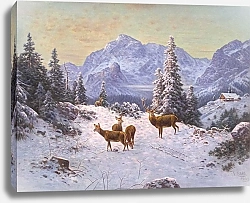 Постер Скелл Людвиг Олень со стаей зимой