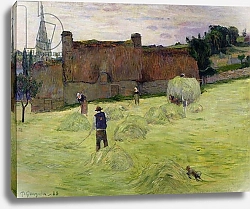 Постер Гоген Поль (Paul Gauguin) Haymaking in Brittany, 1888