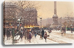Постер Гальен-Лалу Эжен Figures in the snow, the Place de Concorde, Paris
