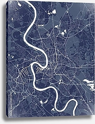 Постер План города Дюссельдорф, Германия, в синем цвете