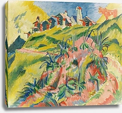 Постер Кирхнер Людвиг Эрнст Горная деревня с розовой коровой