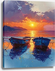 Постер Boats in the sunset light