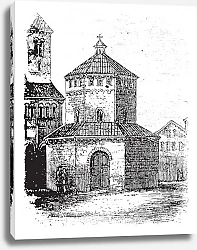 Постер Baptistry of Novara vintage engraving