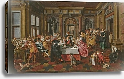 Постер Халс Дирк A merry company in a palatial interior, with musicians and tric-trac players