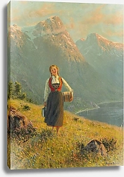 Постер Даль Ганс Молодая Девушка на берегу Фьорда