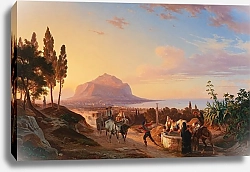 Постер Гетцлофф Карл Вильгельм Reisende an einem Brunnen bei Palermo