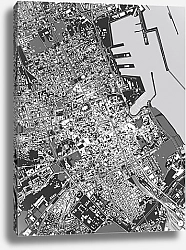 Постер Карта палермо: сердца Сицилии на черно-белом холсте