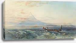 Постер Шевалье Николас Maori war canoe approaching Taranaki