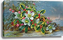 Постер Уильямс Альберт (совр) Winter roses in a landscape