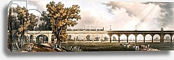 Постер Школа: Английская 19в. London to Greenwich Railroad showing the viaduct, engineered by George Landman