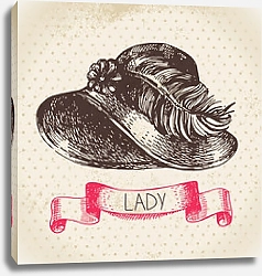 Постер Иллюстрация шляпки с пером