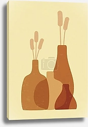 Постер Aesthetic illustration with plant branches and abstract vases