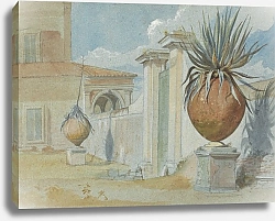 Постер Джонсон Гарри Вилла Массими, Рим: Ворота, обрамленные пальмами в больших глиняных кувшинах