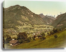 Постер Швейцария. Город Вильдерсвиль, плато Шайниге. Горы Эйгер, Монх и Юнгфрау