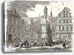 Постер Школа: Английская 19в. Statue of Joan of Arc in the market place in Rouen in the 19th century,