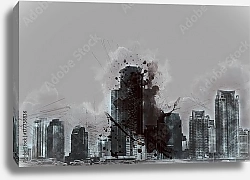 Постер Абстрактный город в пасмурную погоду