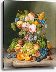 Постер Сейтц Йоханн Large Still Life with Flowers and Fruit