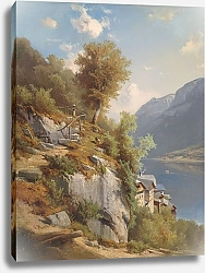 Постер Мюнш Леопольд Sommerliche Landschaft mit Blick auf den Hallstätter See