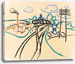 Постер Офи Уолтер Landschaft mit Eisenbahnbrücke