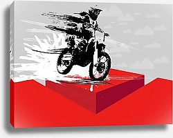 Постер Sport background with active man riding motobike ready for internet banners, social media banners, headers of websites, vector illustration