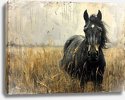 Постер Horse in a golden meadow